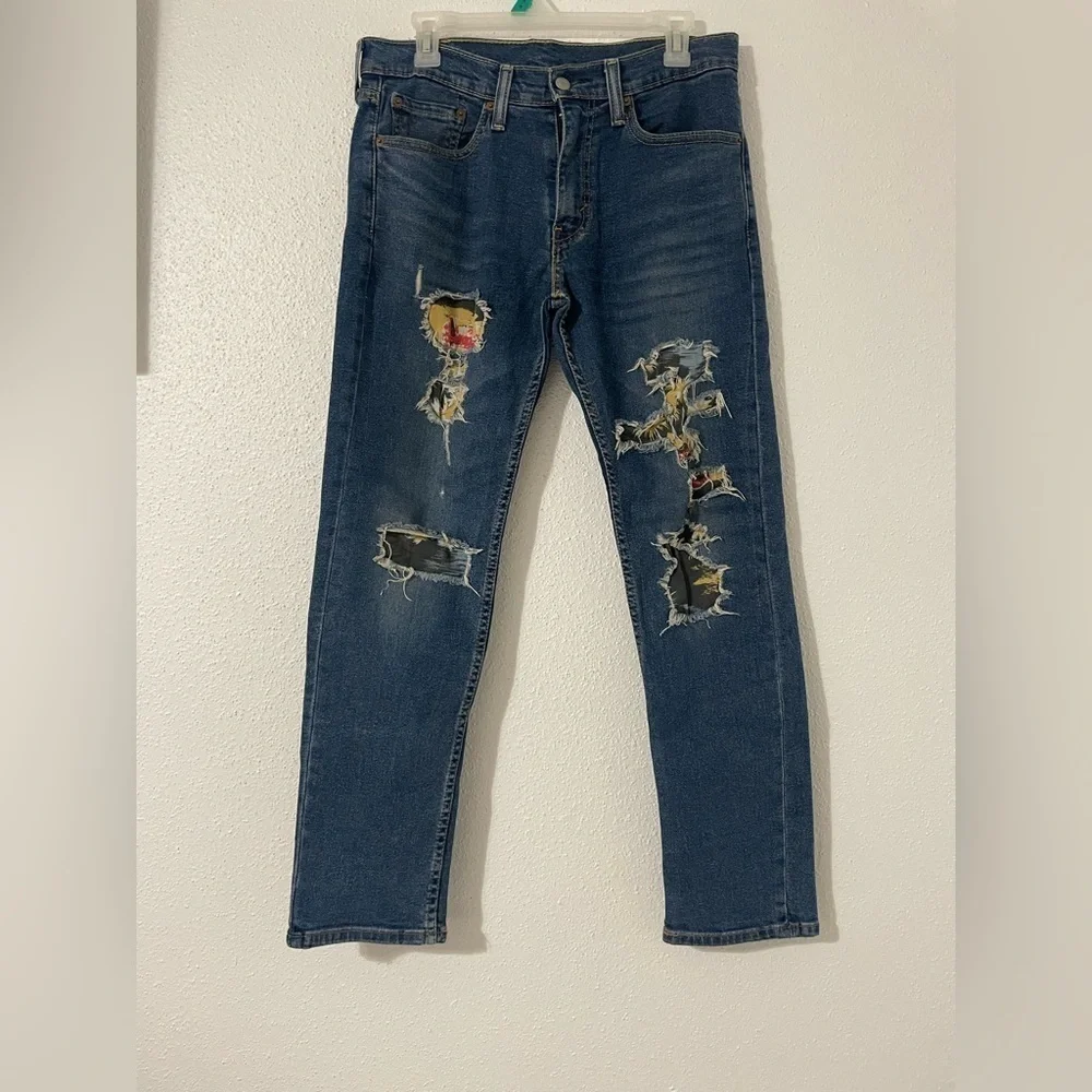 EUC Levi’s 511 Slim Fit Jeans - Blue patchwork Size 31X30